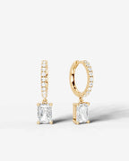 Lab Grown Diamond Elongated Radiant Drop Pavé Hoop Earrings