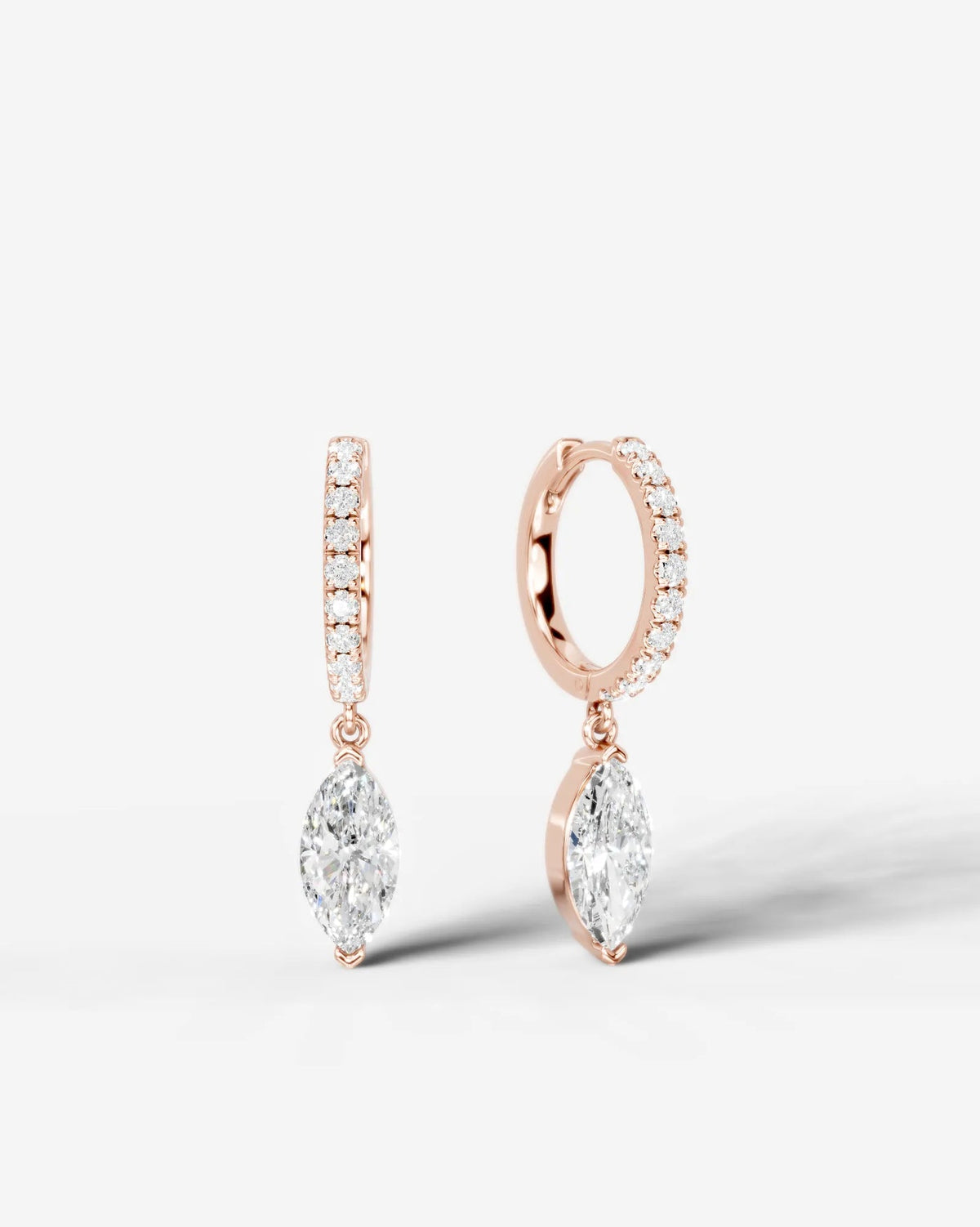 Lab Grown Diamond Marquise Drop Pavé Hoop Earrings