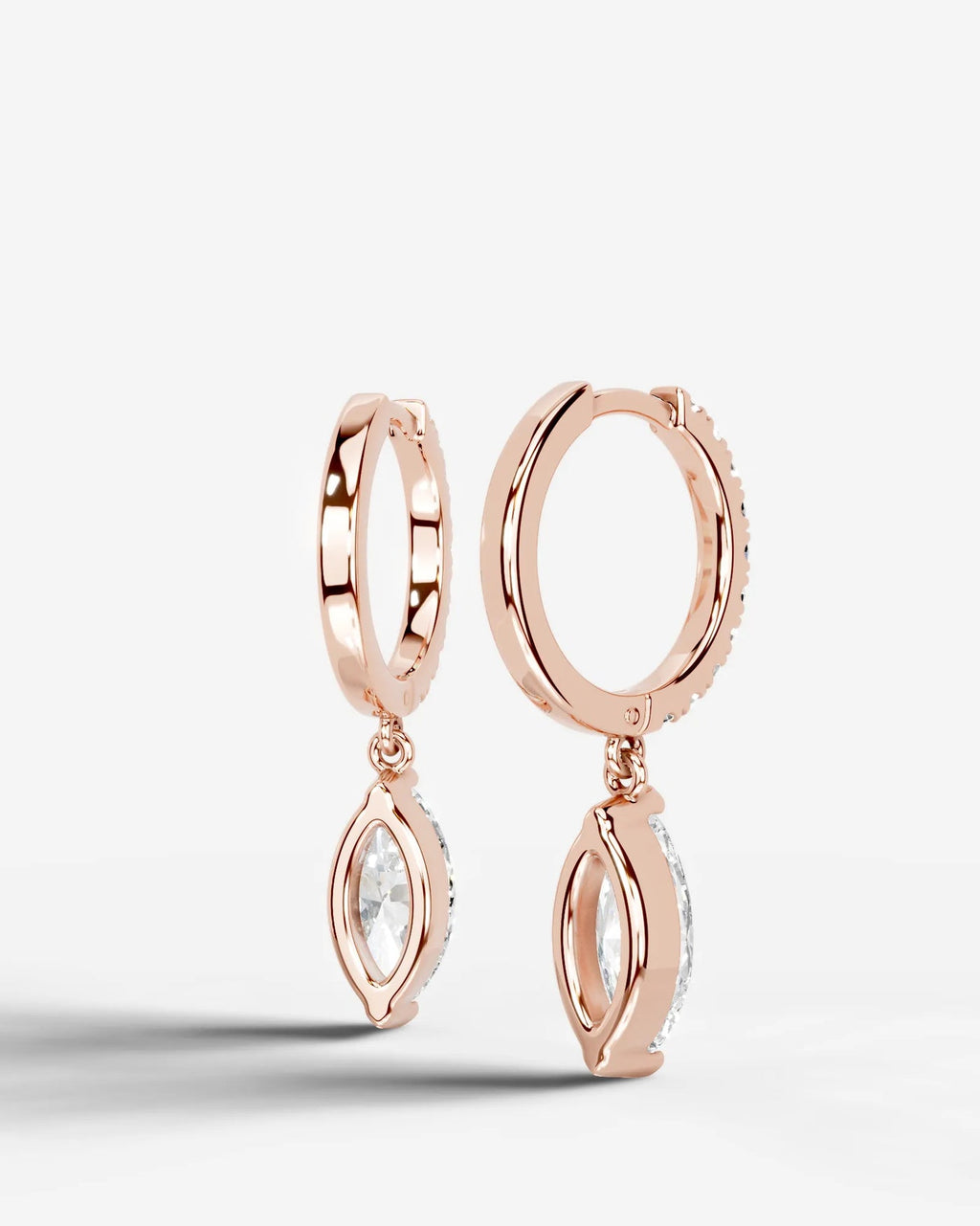 Lab Grown Diamond Marquise Drop Pavé Hoop Earrings