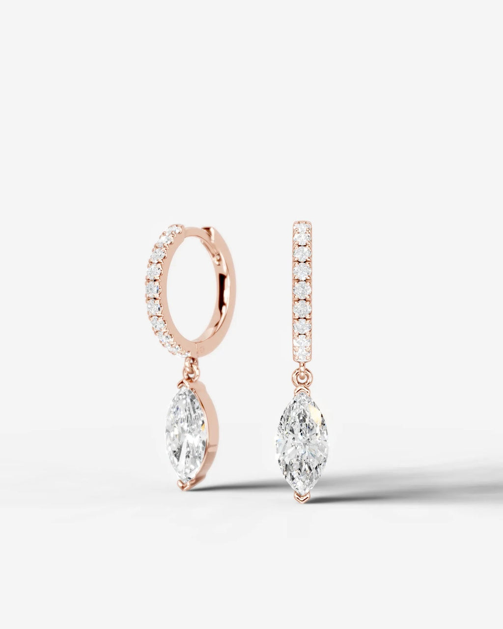 Lab Grown Diamond Marquise Drop Pavé Hoop Earrings