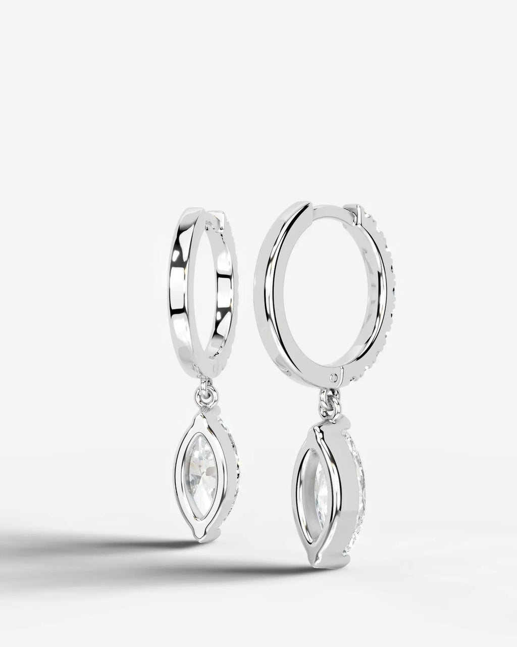 Lab Grown Diamond Marquise Drop Pavé Hoop Earrings