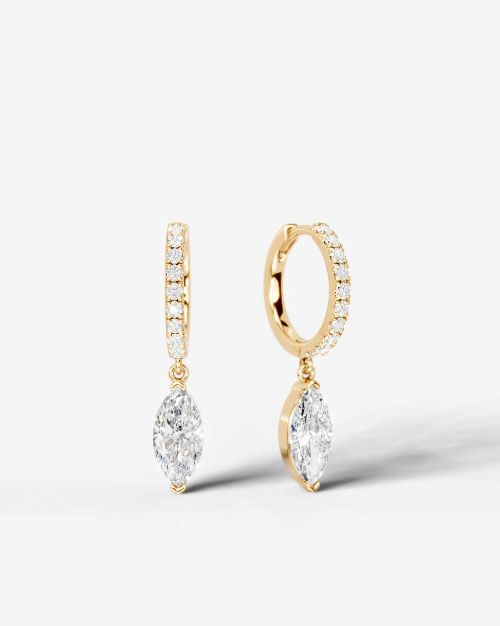 Lab Grown Diamond Marquise Drop Pavé Hoop Earrings