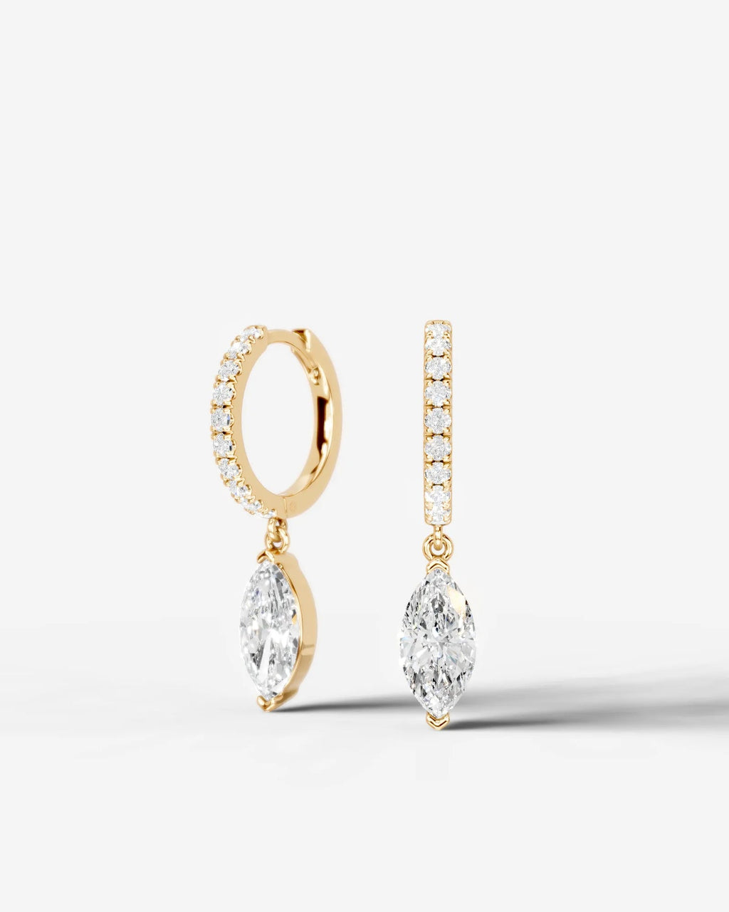 Lab Grown Diamond Marquise Drop Pavé Hoop Earrings