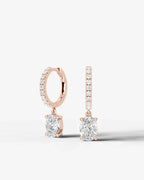 Lab Grown Diamond Oval Cut Pavé Dangle Huggie Hoop Earrings