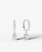 Lab Grown Diamond Oval Cut Pavé Dangle Huggie Hoop Earrings