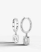 Lab Grown Diamond Oval Cut Pavé Dangle Huggie Hoop Earrings