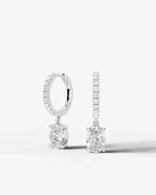Lab Grown Diamond Oval Cut Pavé Dangle Huggie Hoop Earrings
