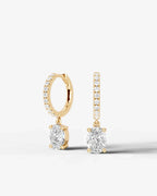 Lab Grown Diamond Oval Cut Pavé Dangle Huggie Hoop Earrings