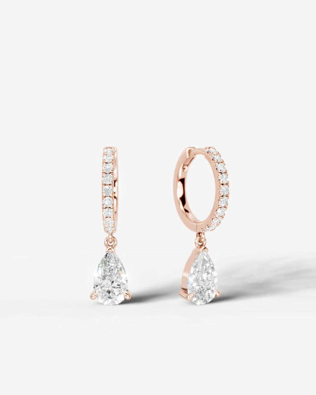 Lab Grown Diamond Pear Drop Pavé Hoop Earrings