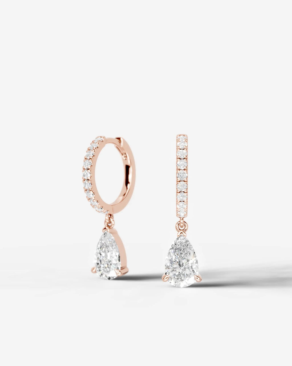 Lab Grown Diamond Pear Drop Pavé Hoop Earrings