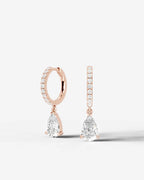 Lab Grown Diamond Pear Drop Pavé Hoop Earrings