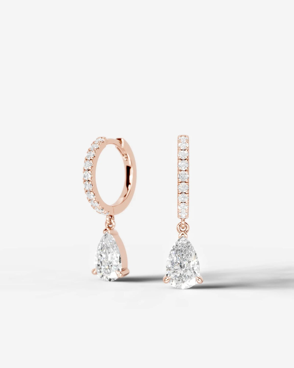 Lab Grown Diamond Pear Drop Pavé Hoop Earrings