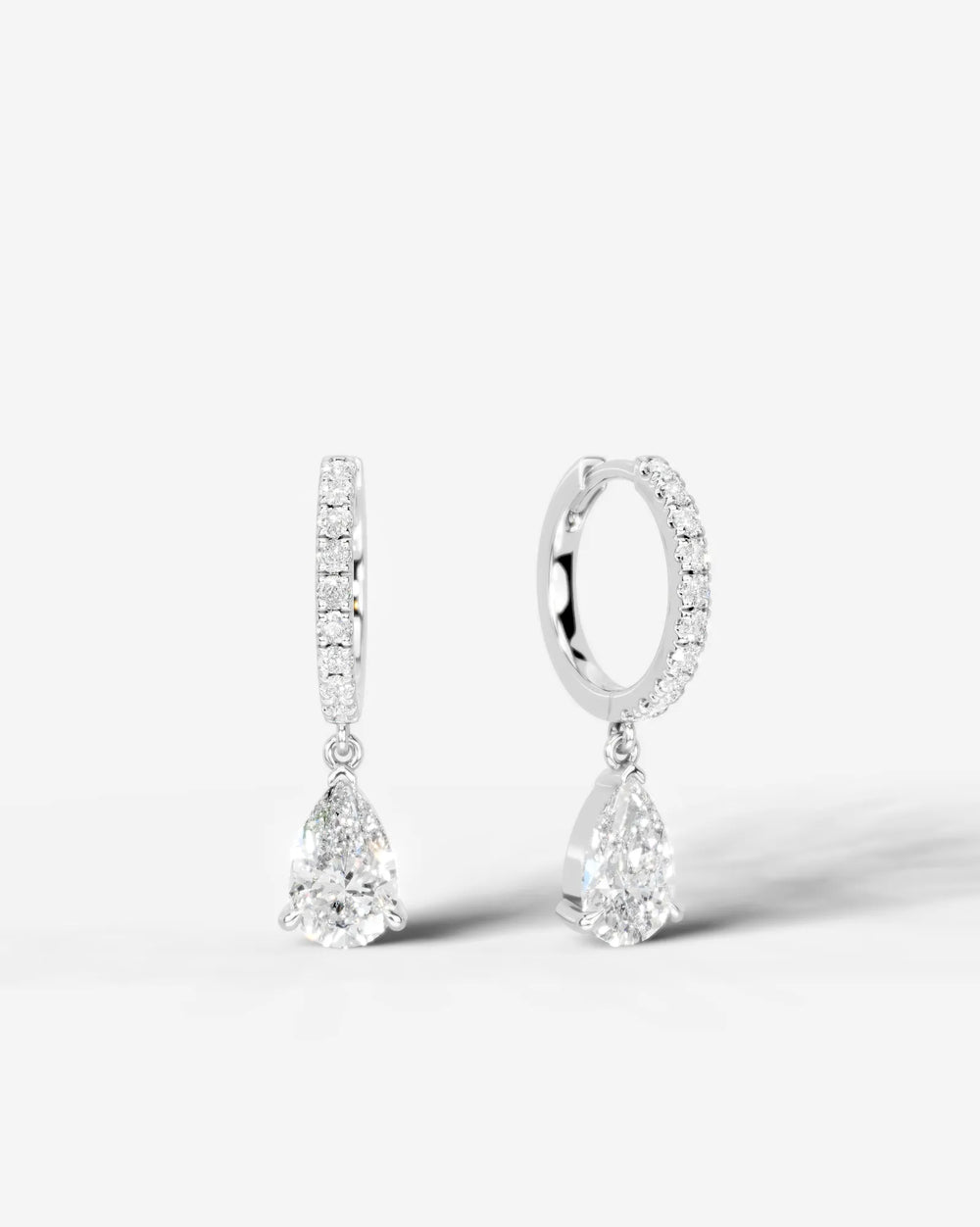 Lab Grown Diamond Pear Drop Pavé Hoop Earrings