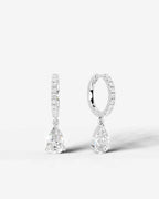 Lab Grown Diamond Pear Drop Pavé Hoop Earrings