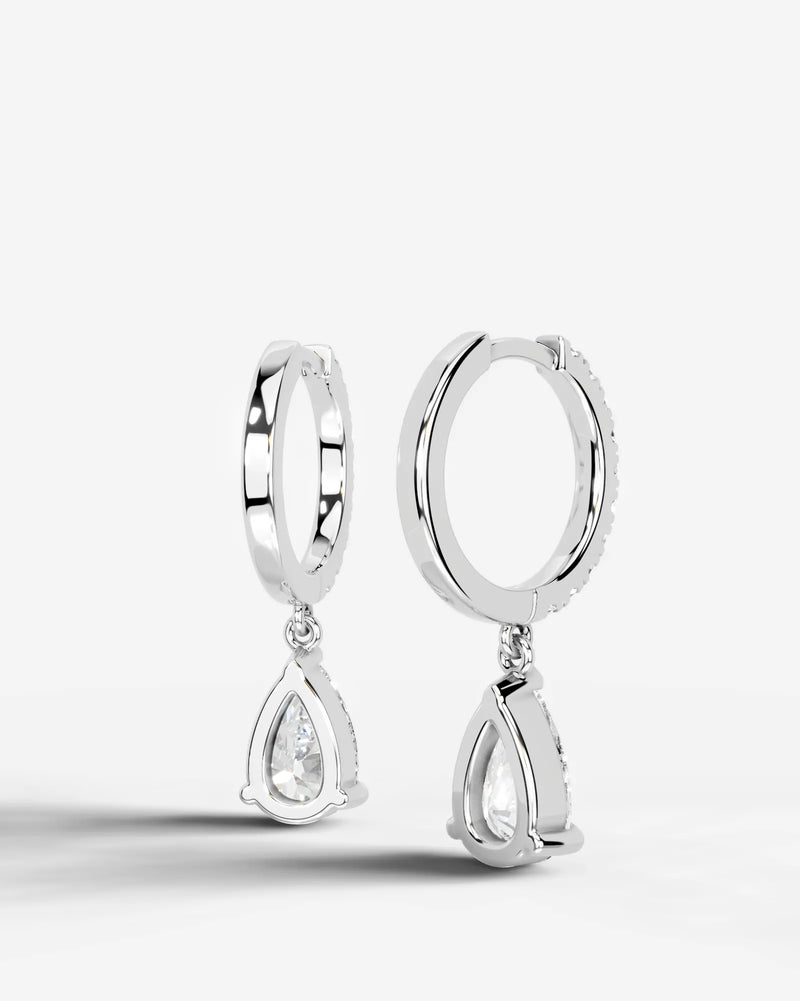 Lab Grown Diamond Pear Drop Pavé Hoop Earrings