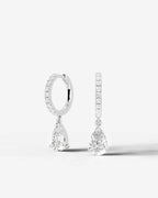 Lab Grown Diamond Pear Drop Pavé Hoop Earrings