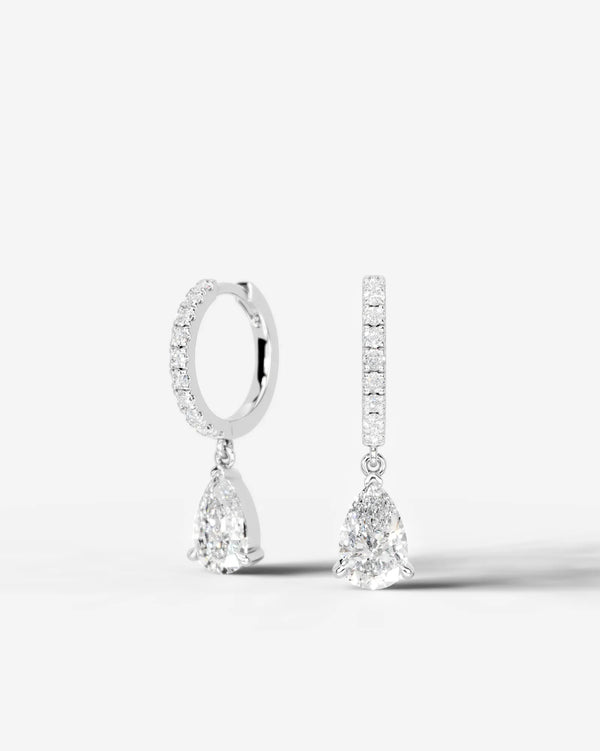 Lab Grown Diamond Pear Drop Pavé Hoop Earrings