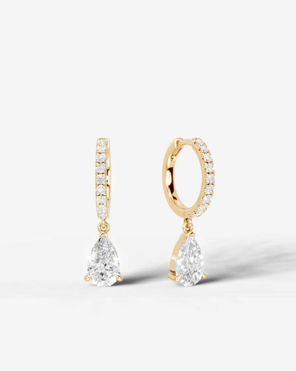 Lab Grown Diamond Pear Drop Pavé Hoop Earrings