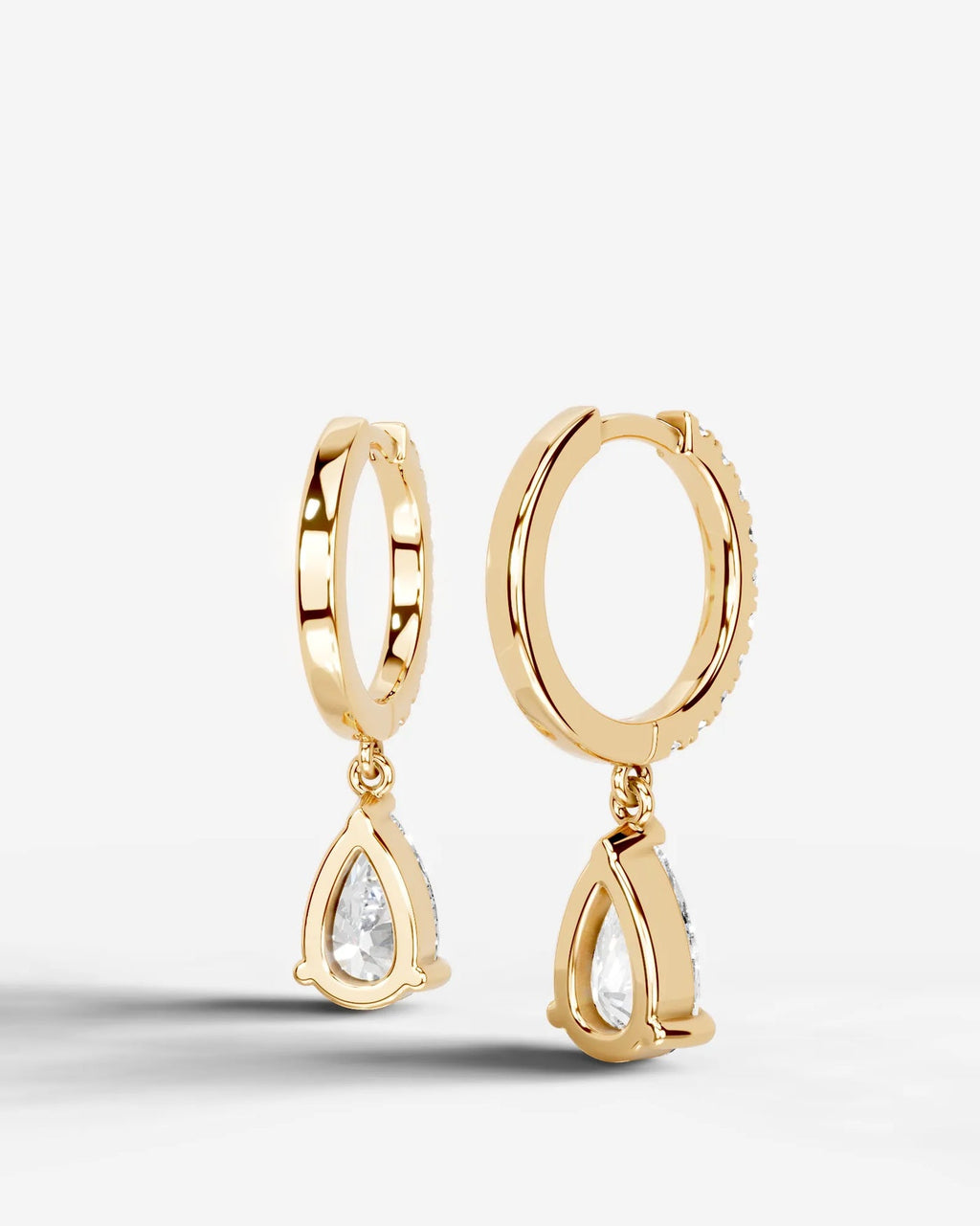 Lab Grown Diamond Pear Drop Pavé Hoop Earrings