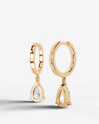 Lab Grown Diamond Pear Drop Pavé Hoop Earrings
