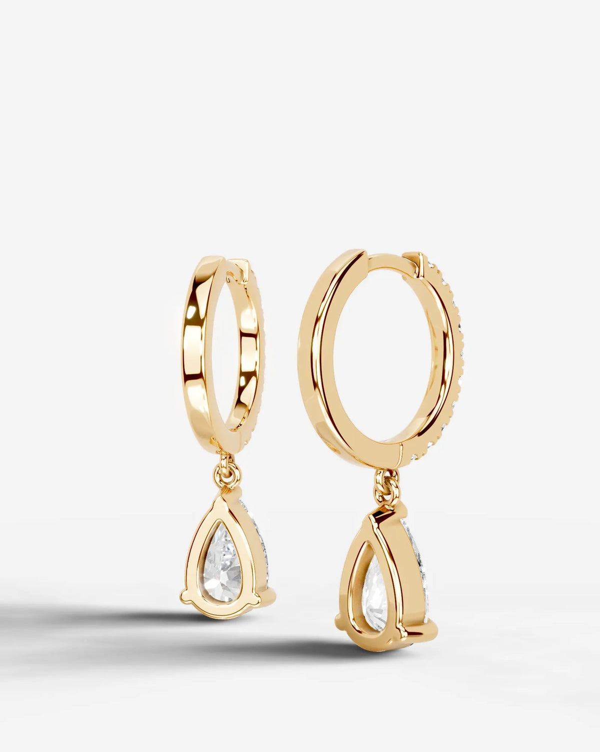 Lab Grown Diamond Pear Drop Pavé Hoop Earrings