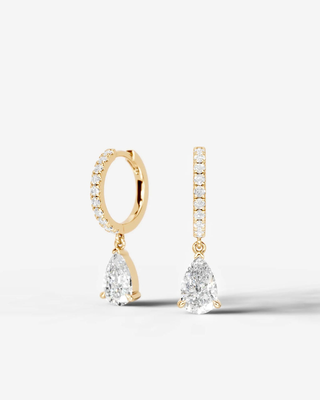 Lab Grown Diamond Pear Drop Pavé Hoop Earrings