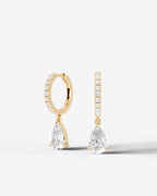 Lab Grown Diamond Pear Drop Pavé Hoop Earrings