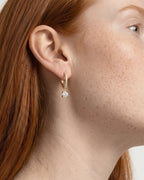 Lab Grown Diamond Round Cut Pavé Dangle Huggie Hoop Earrings