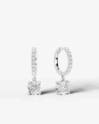 Lab Grown Diamond Round Cut Pavé Dangle Huggie Hoop Earrings