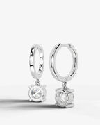 Lab Grown Diamond Round Cut Pavé Dangle Huggie Hoop Earrings