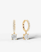 Lab Grown Diamond Round Cut Pavé Dangle Huggie Hoop Earrings