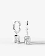 Lab Grown Diamond Elongated Cushion Bezel Dangle Huggie Hoop Earrings