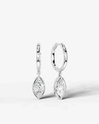 Lab Grown Diamond Marquise Cut Bezel Dangle Huggie Hoop Earrings