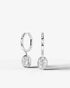 Lab Grown Diamond Oval Cut Bezel Dangle Huggie Hoop Earrings
