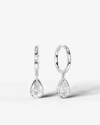 Lab Grown Diamond Pear Cut Bezel Dangle Huggie Hoop Earrings