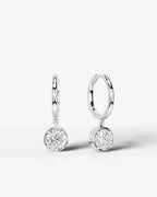 Lab Grown Diamond Round Brilliant Bezel Dangle Huggie Hoop Earrings