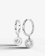 Lab Grown Diamond Round Brilliant Bezel Dangle Huggie Hoop Earrings