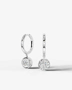 Lab Grown Diamond Round Brilliant Bezel Dangle Huggie Hoop Earrings
