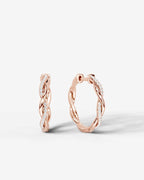Lab Grown Diamond Spiral Braid Hoop Earrings