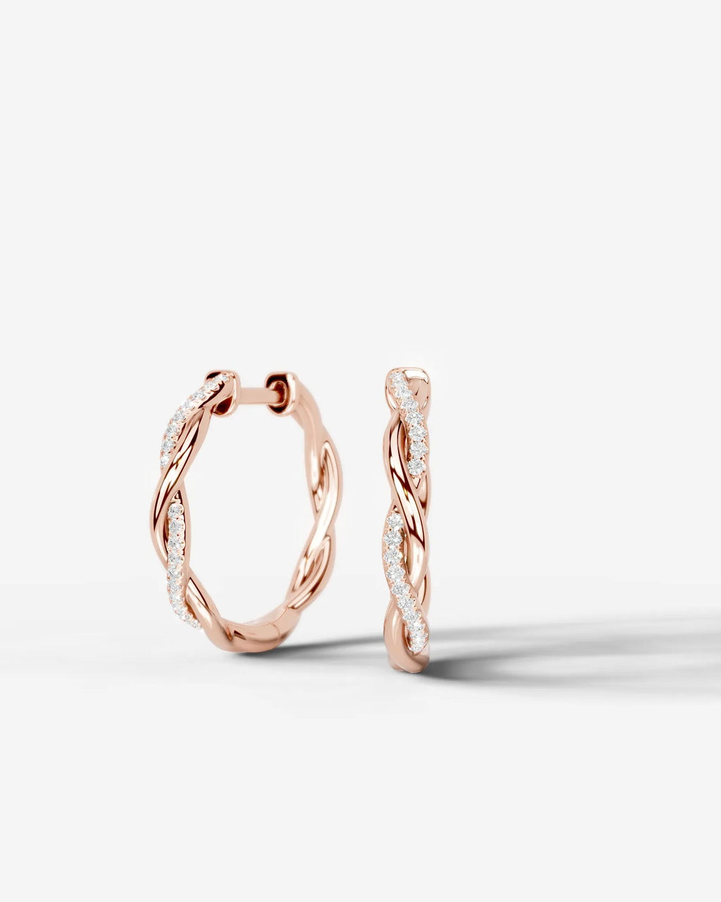 Lab Grown Diamond Spiral Braid Hoop Earrings