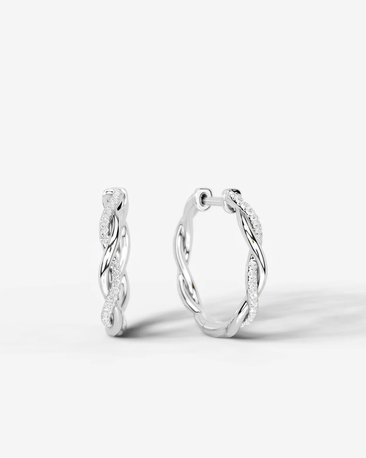 Lab Grown Diamond Spiral Braid Hoop Earrings
