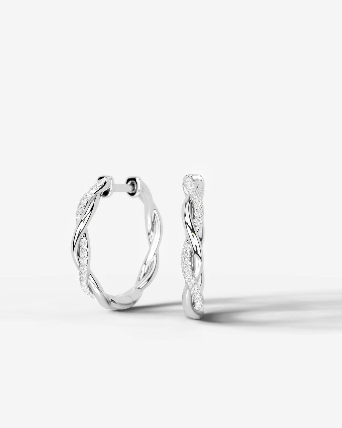 Lab Grown Diamond Spiral Braid Hoop Earrings