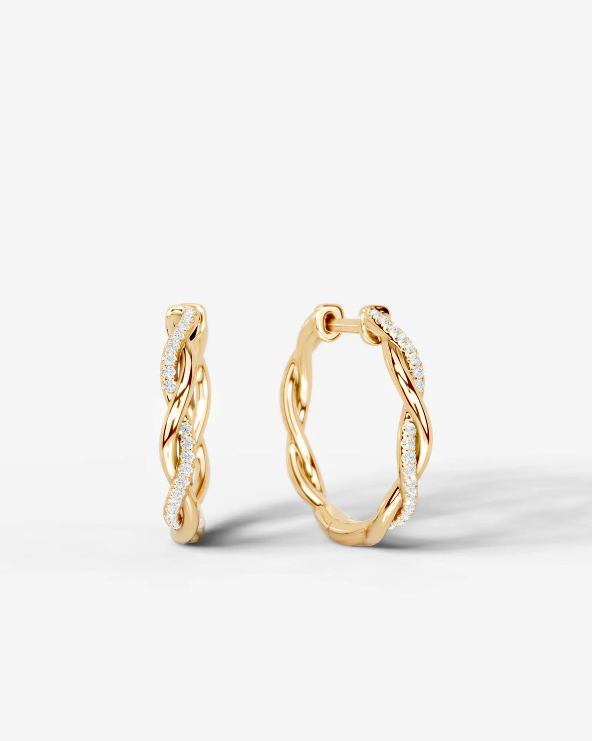 Lab Grown Diamond Spiral Braid Hoop Earrings