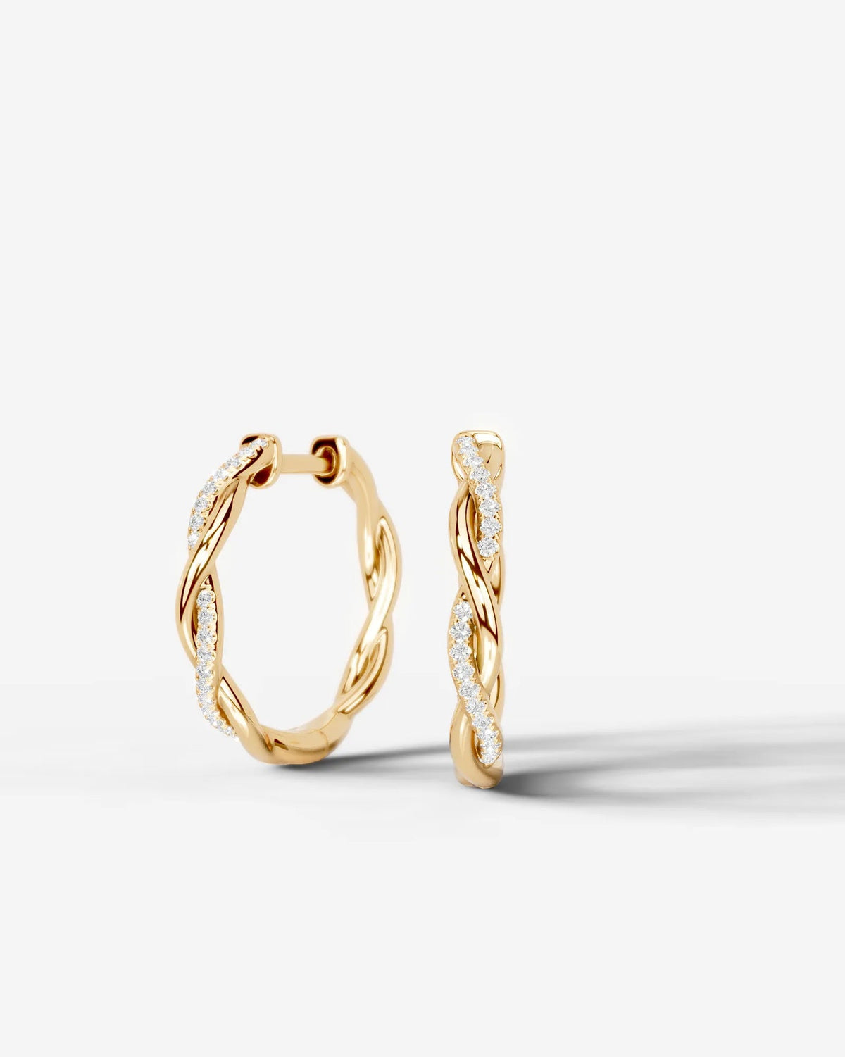 Lab Grown Diamond Spiral Braid Hoop Earrings