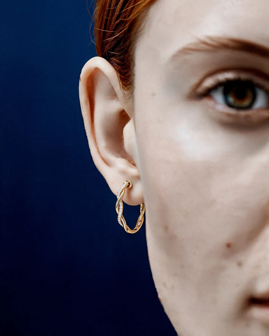 Lab Grown Diamond Spiral Braid Hoop Earrings