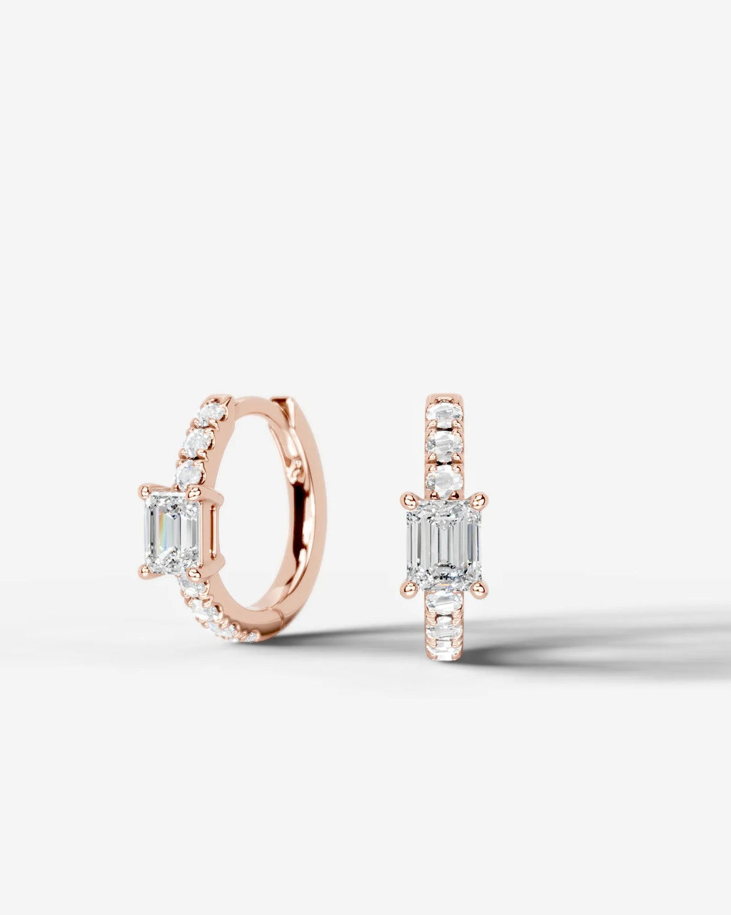 Lab Grown Diamond Emerald Center Pavé Hoop Earrings