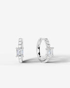 Lab Grown Diamond Emerald Center Pavé Hoop Earrings