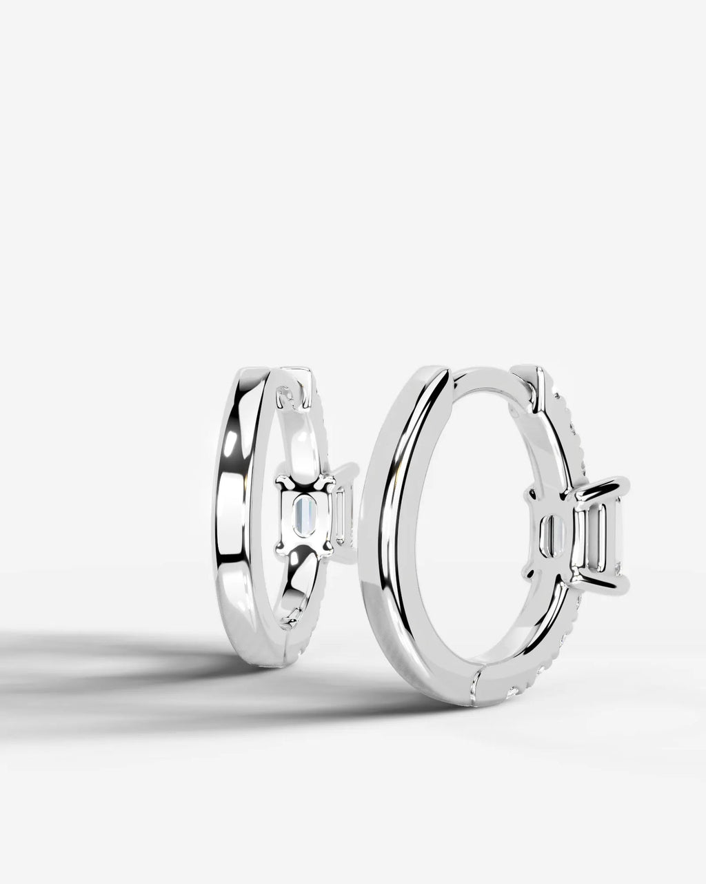 Lab Grown Diamond Emerald Center Pavé Hoop Earrings