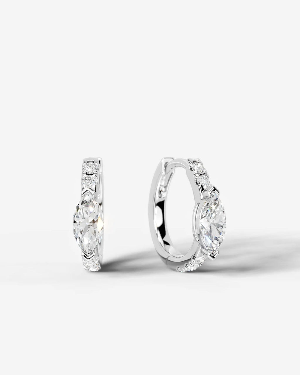 Lab Grown Diamond Marquise Accent Hoop Earrings