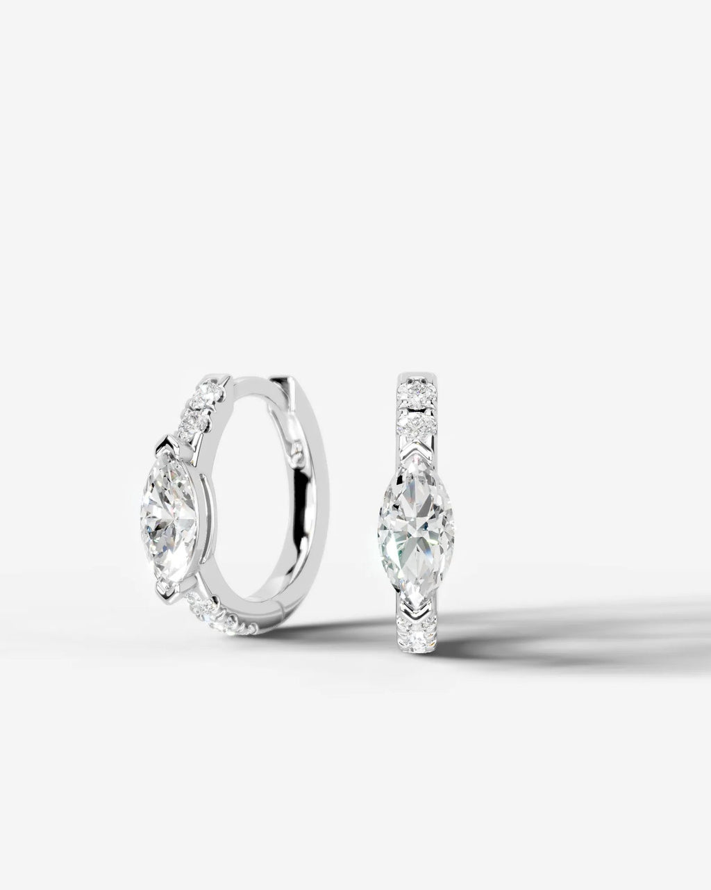 Lab Grown Diamond Marquise Accent Hoop Earrings